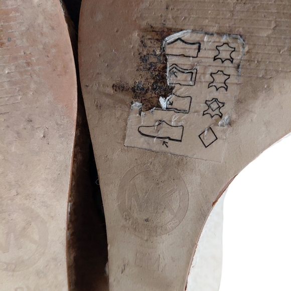 Michael Kors Keenan Black Patent Leather Peep Toe Espadrille Wedges Size 8 - Picture 10 of 11